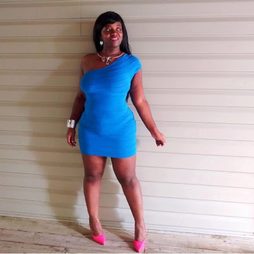Scene One Shoulder Body Con Dress